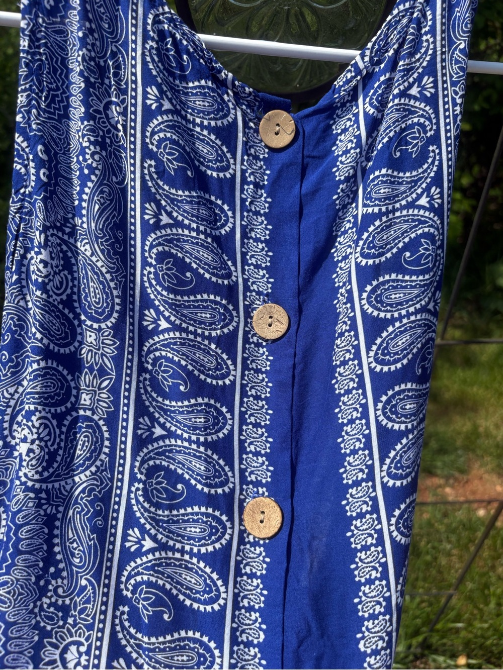 Soiree Blue Paisley Print Sleeveless Women Medium Blouse Handkerchief Sleeveless - Picture 8 of 15